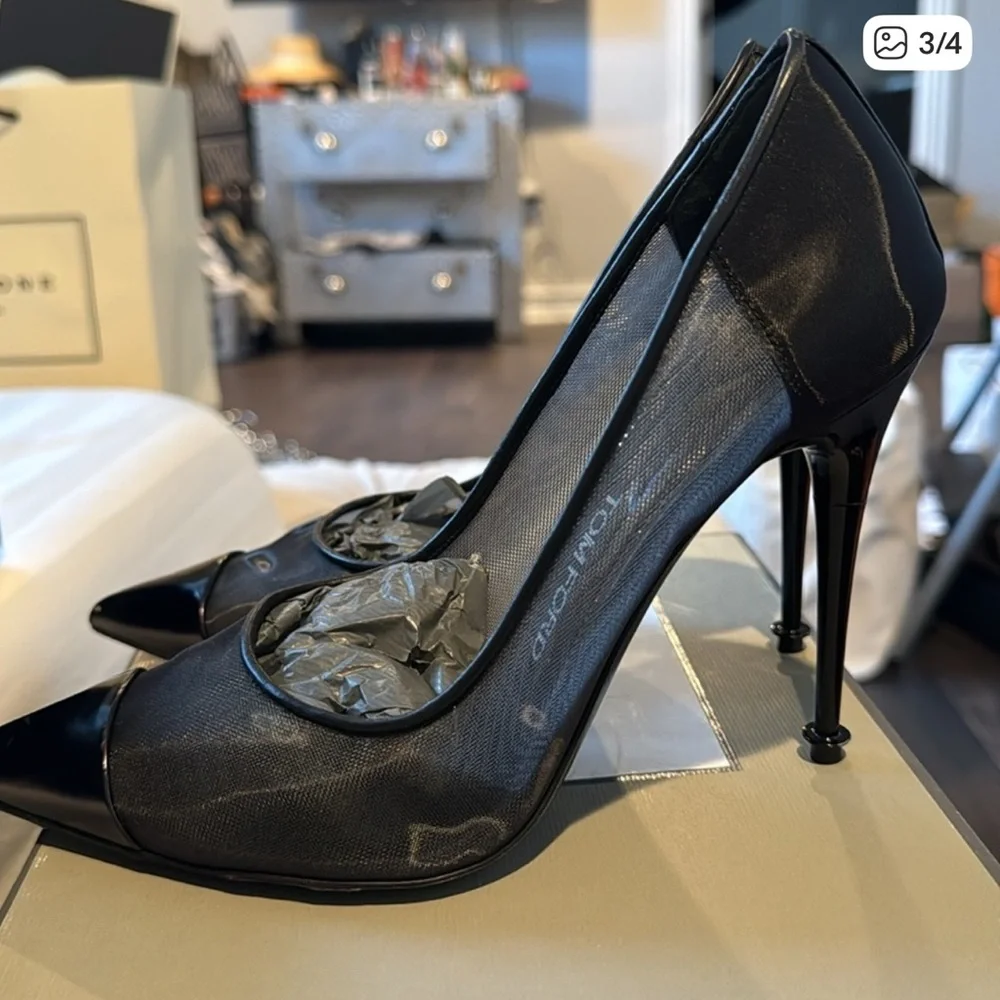 Tom Ford Black and Silver Heels